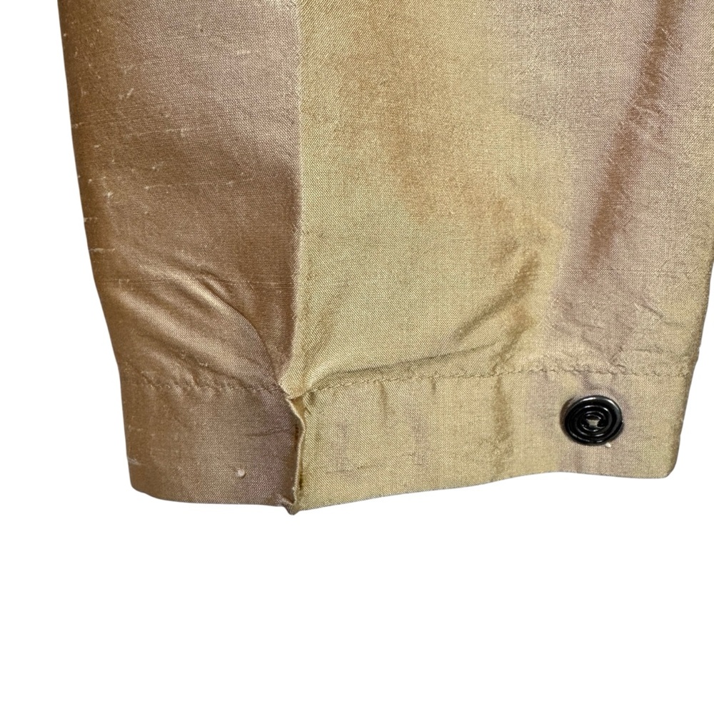 FLAX Gold Raw Silk Shirt with buttoned collar - Picture 6 of 13